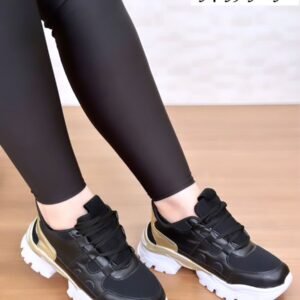 Tenis Casual Feminino Chunky com Cadarço Preto