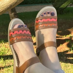 Sandália de Couro Legítimo Linha Confort Marrom