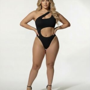 BodyMaiô Cut-Out One Shoulder - Black Noir