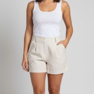 Shorts Alfaiataria em Linho - Areia Clean