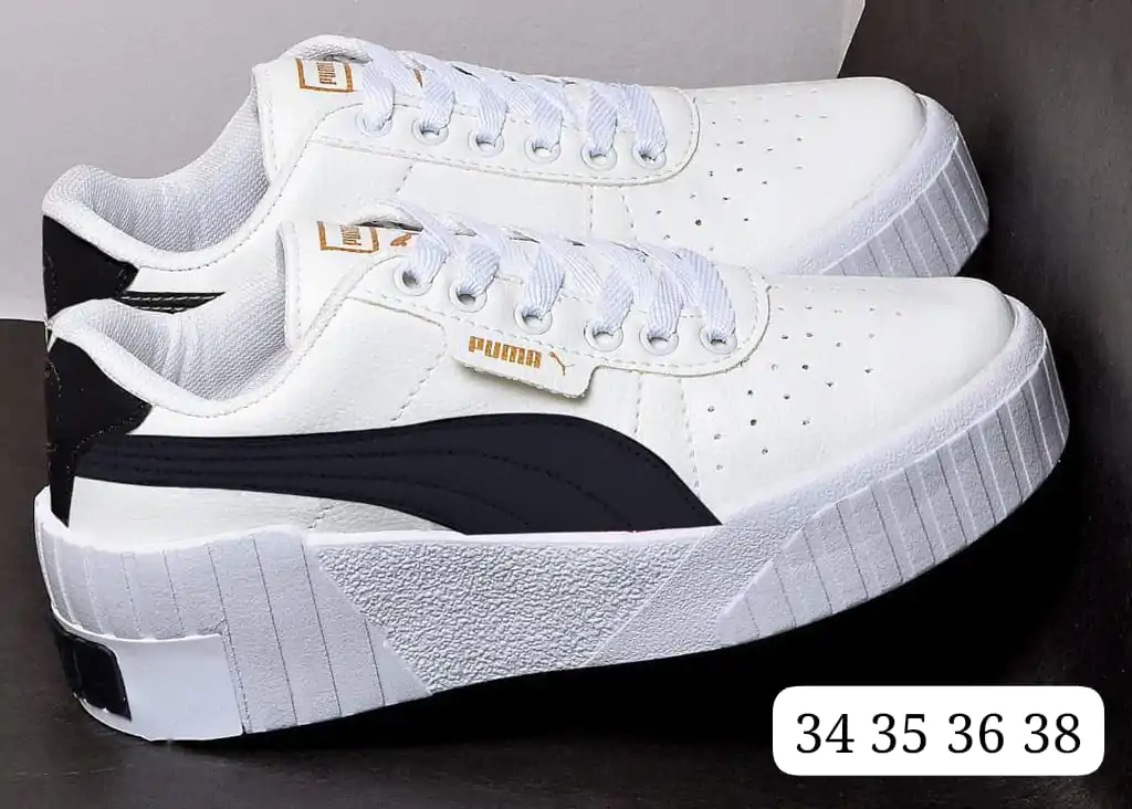 Tenis Plataforma Feminino Branco e Preto