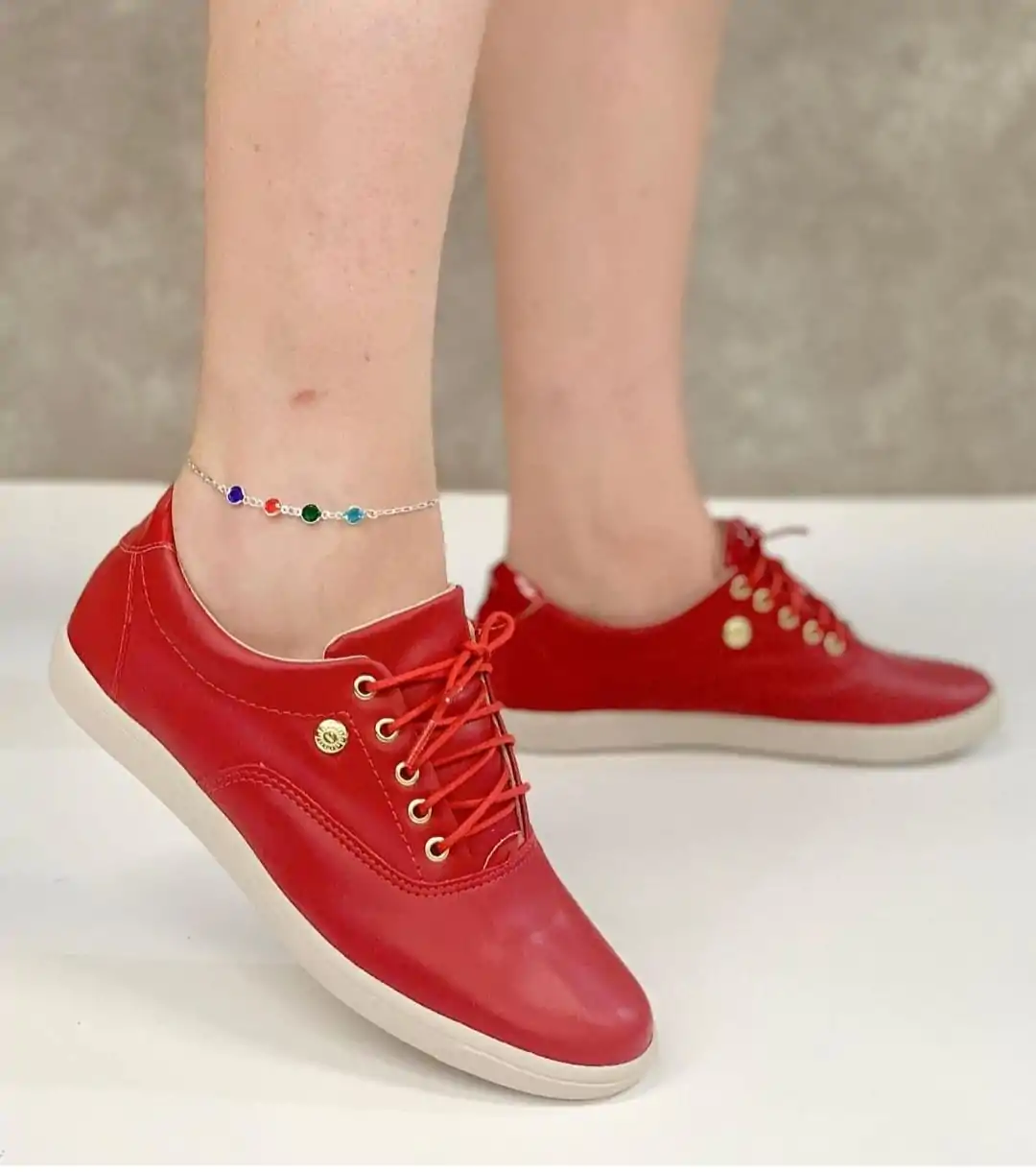 Sapato Couro Vermelho Tam 35