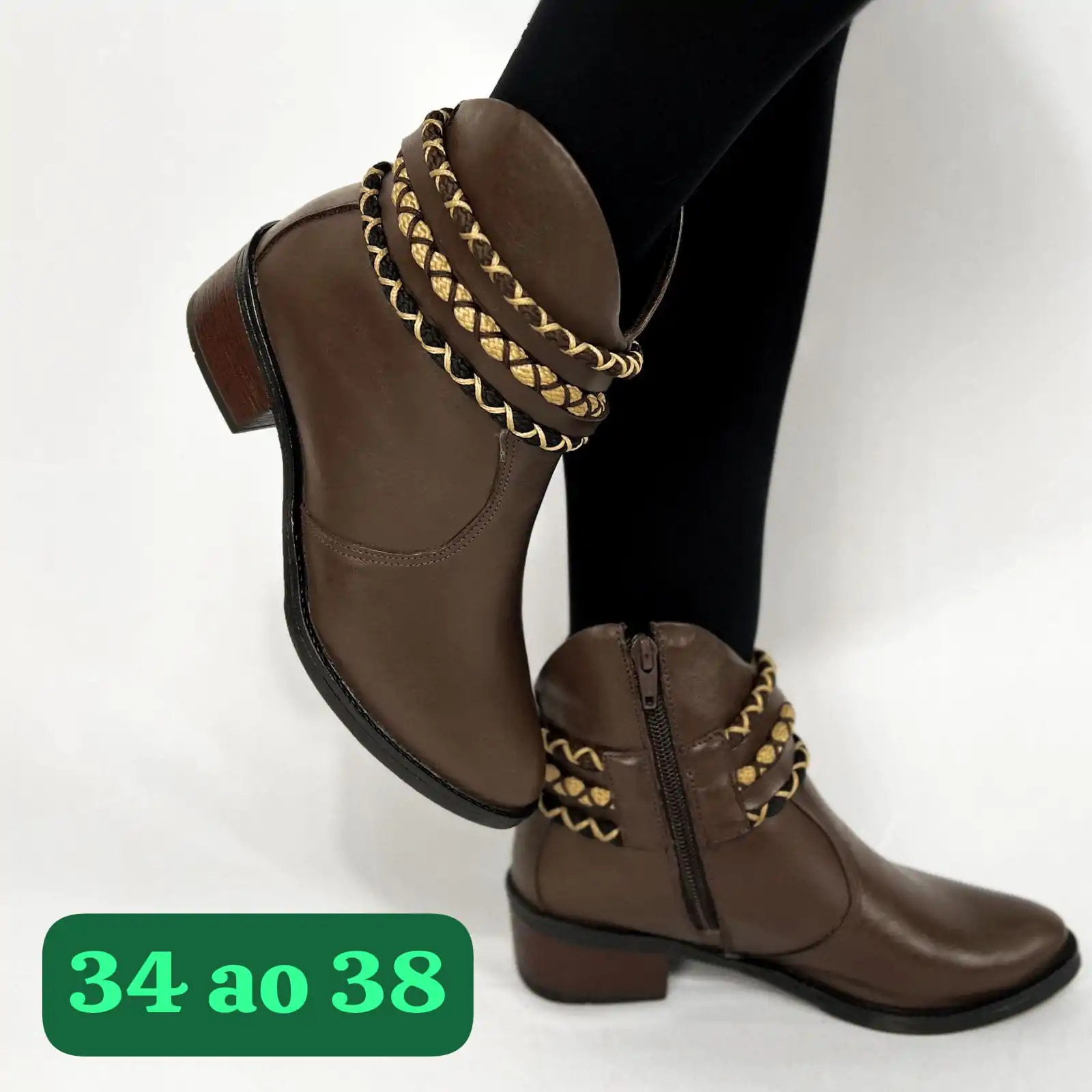 Bota Country de Couro Legítimo Marrom