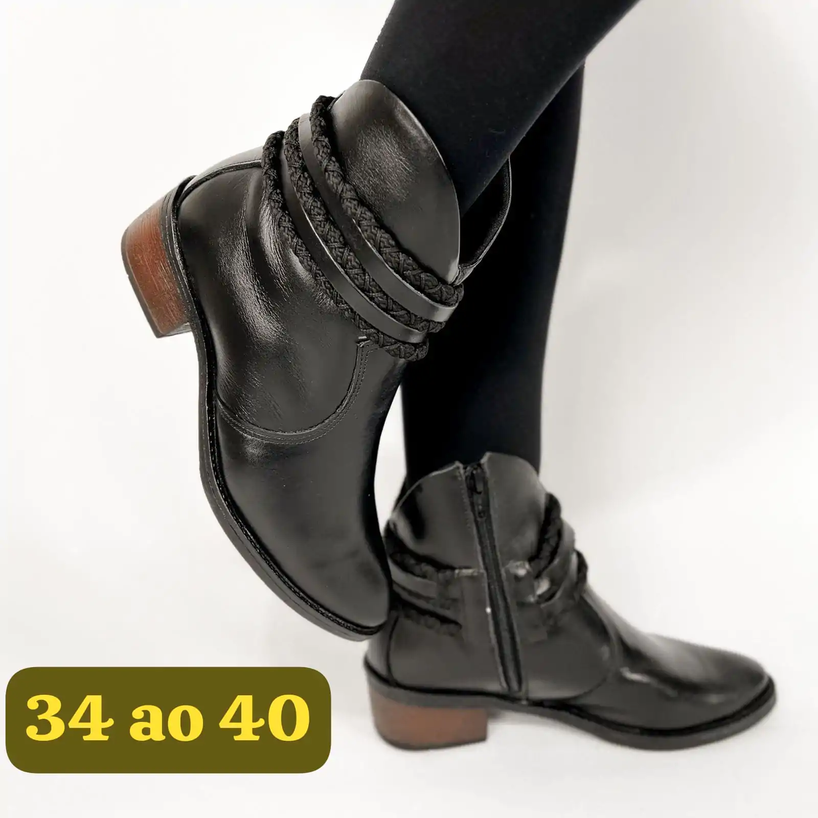 Bota Country de Couro Legítimo Preta