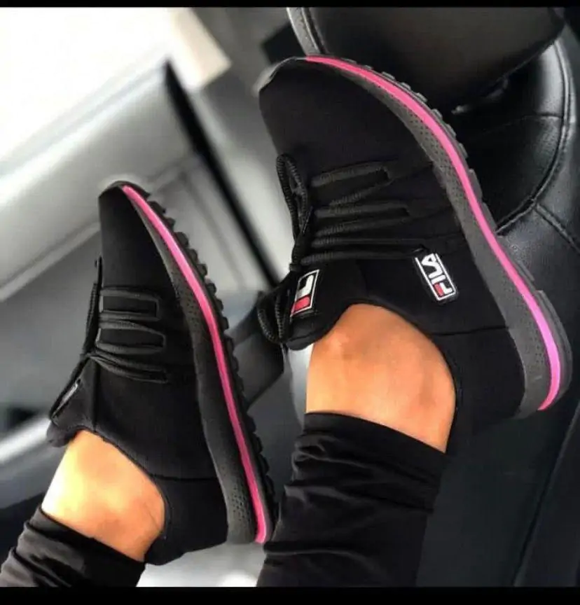Tênis Casual Cordinha Preto/Pink